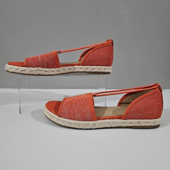 NEW Eileen Fisher Mews Espadrilles Sandal Open Toe Orange Knit Leather Size 9 - Picture 2 of 14